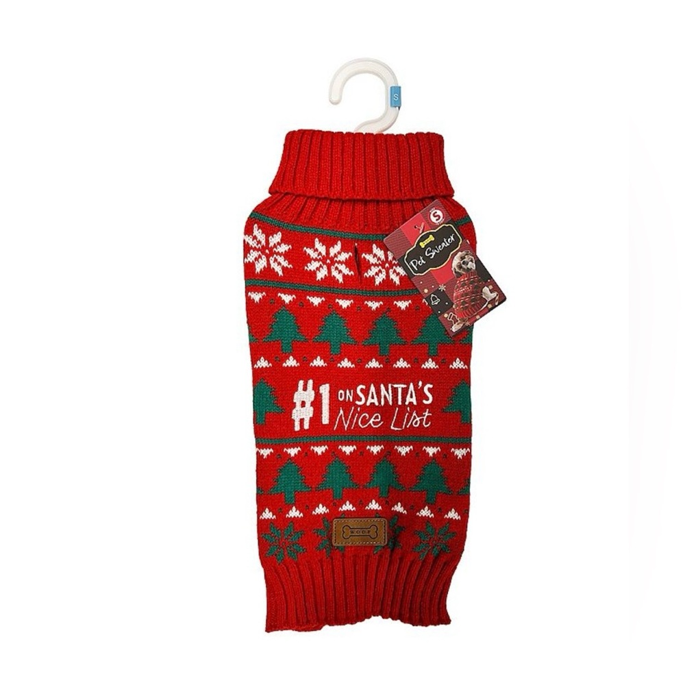 ✨HOST PICK✨Woof, Festive Red Dog Sweater - Santa's Nice List. Size Small. NWT